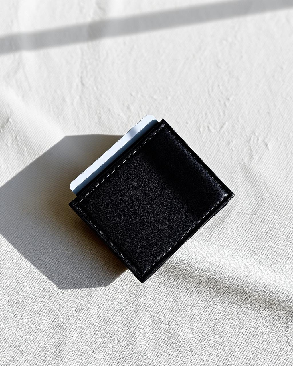 Slim carbon and leather card holder
