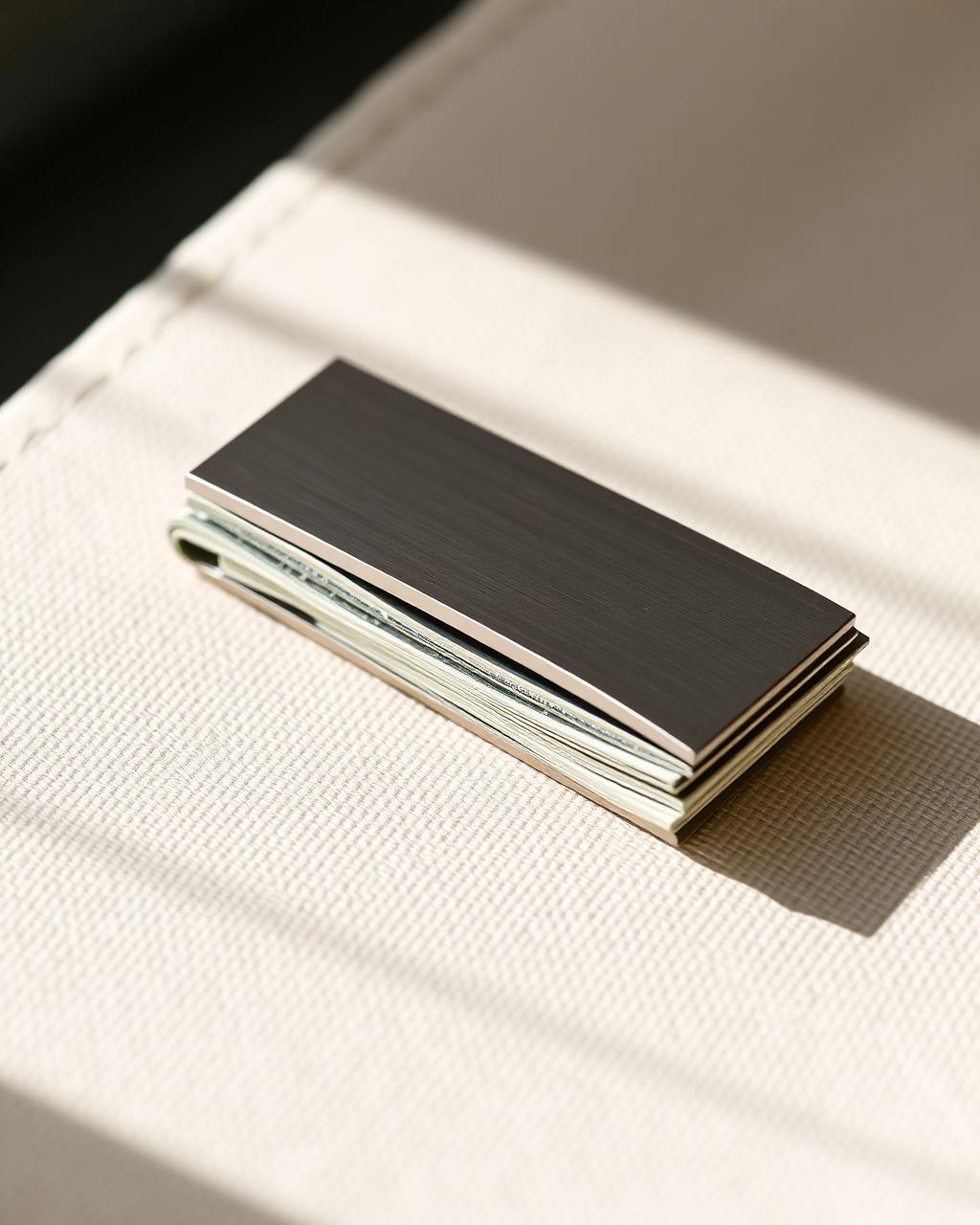 Slim brushed stainless steel money clip