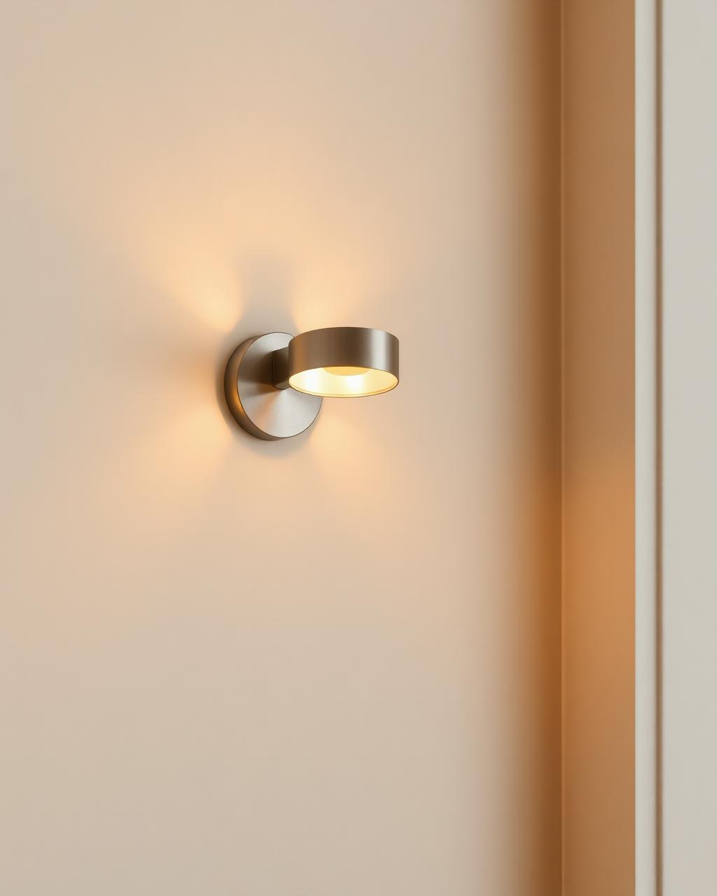 Brushed aluminium half-cylinder wall sconce