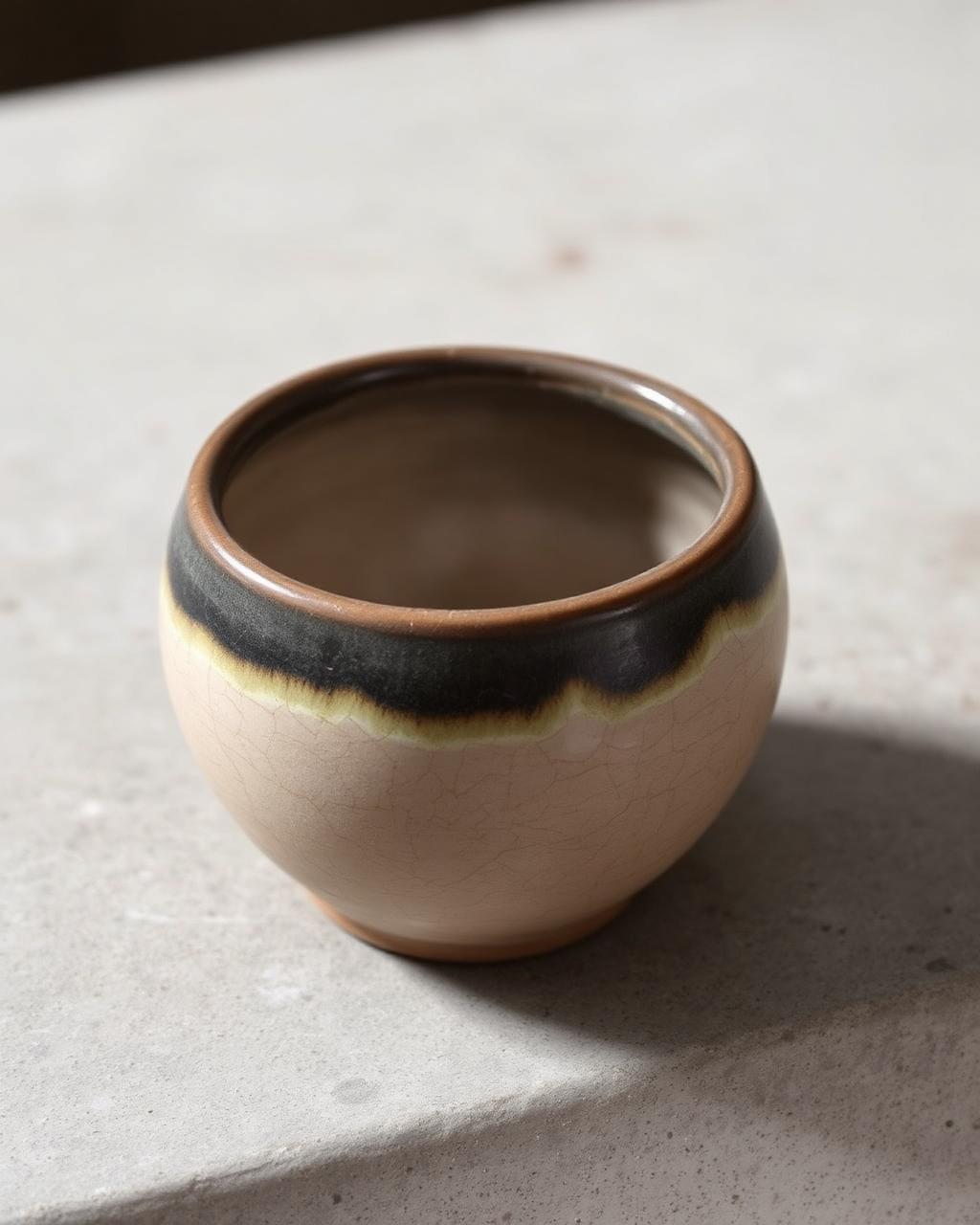 Hand-thrown stoneware study vessel with ash glaze