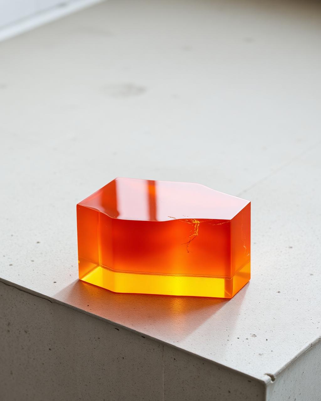Translucent amber cast resin study block