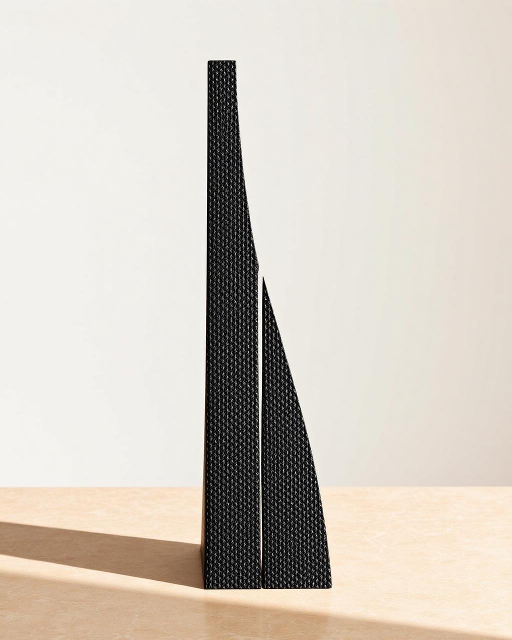 Vertically split carbon table sculpture