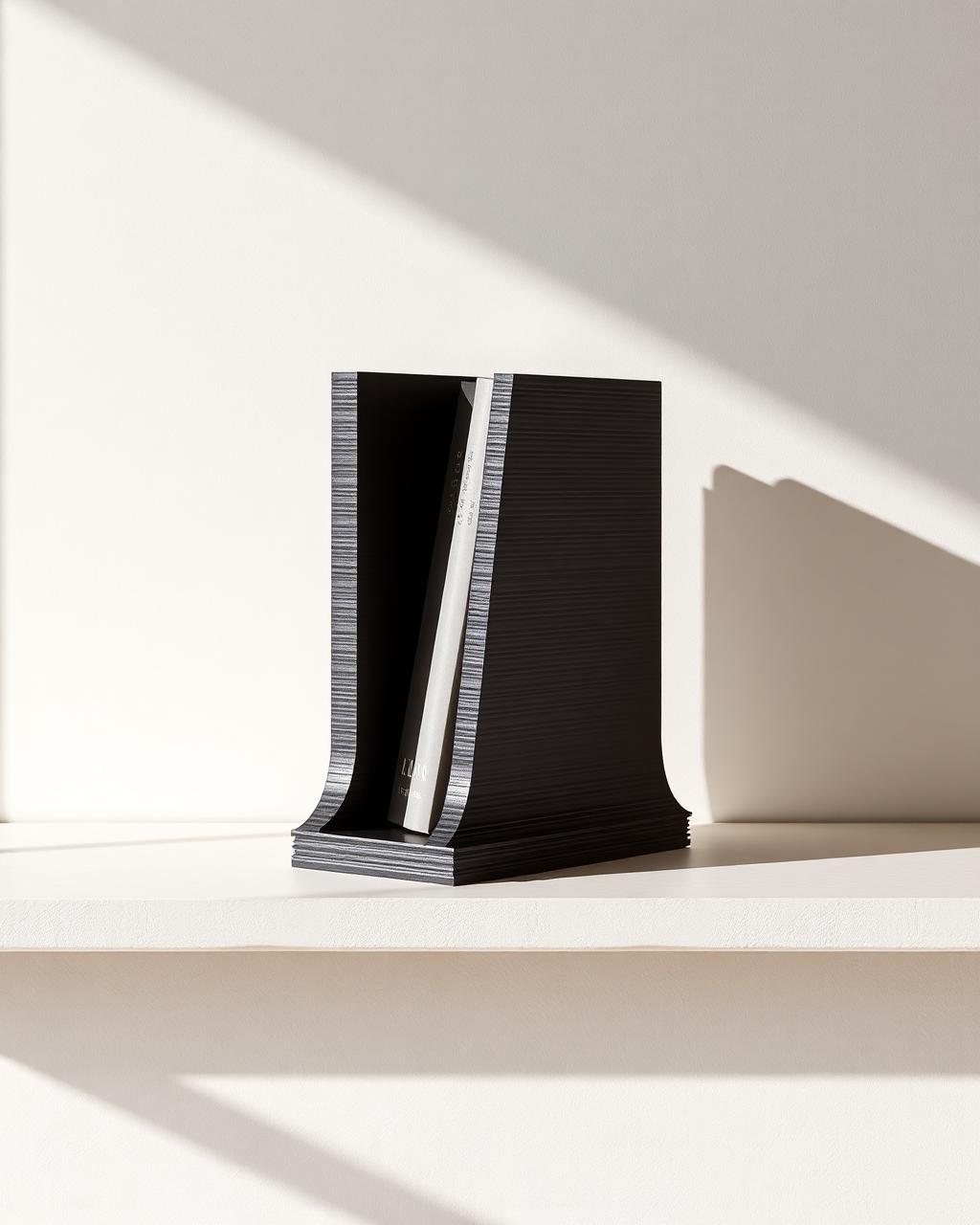 Layered carbon fibre L-shaped bookend