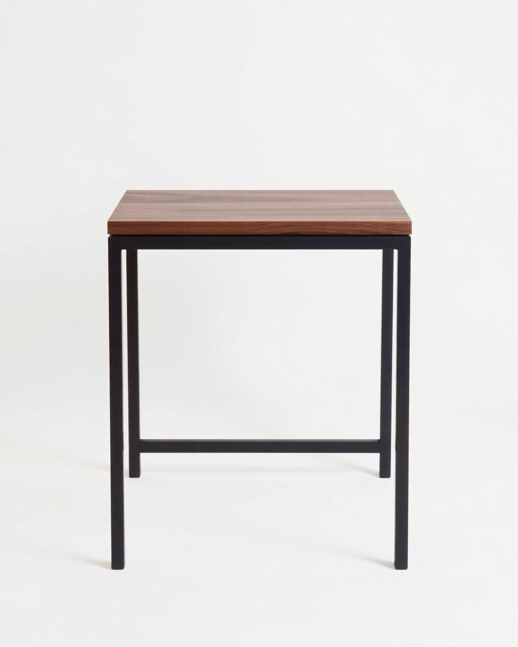 Walnut and blackened steel side table