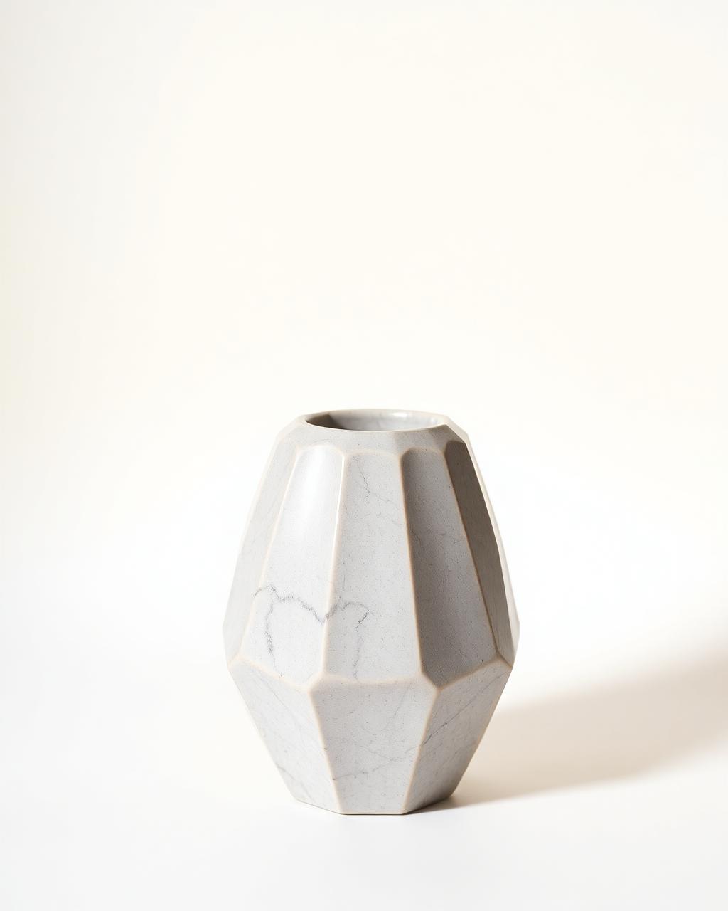 Faceted pale stone vase