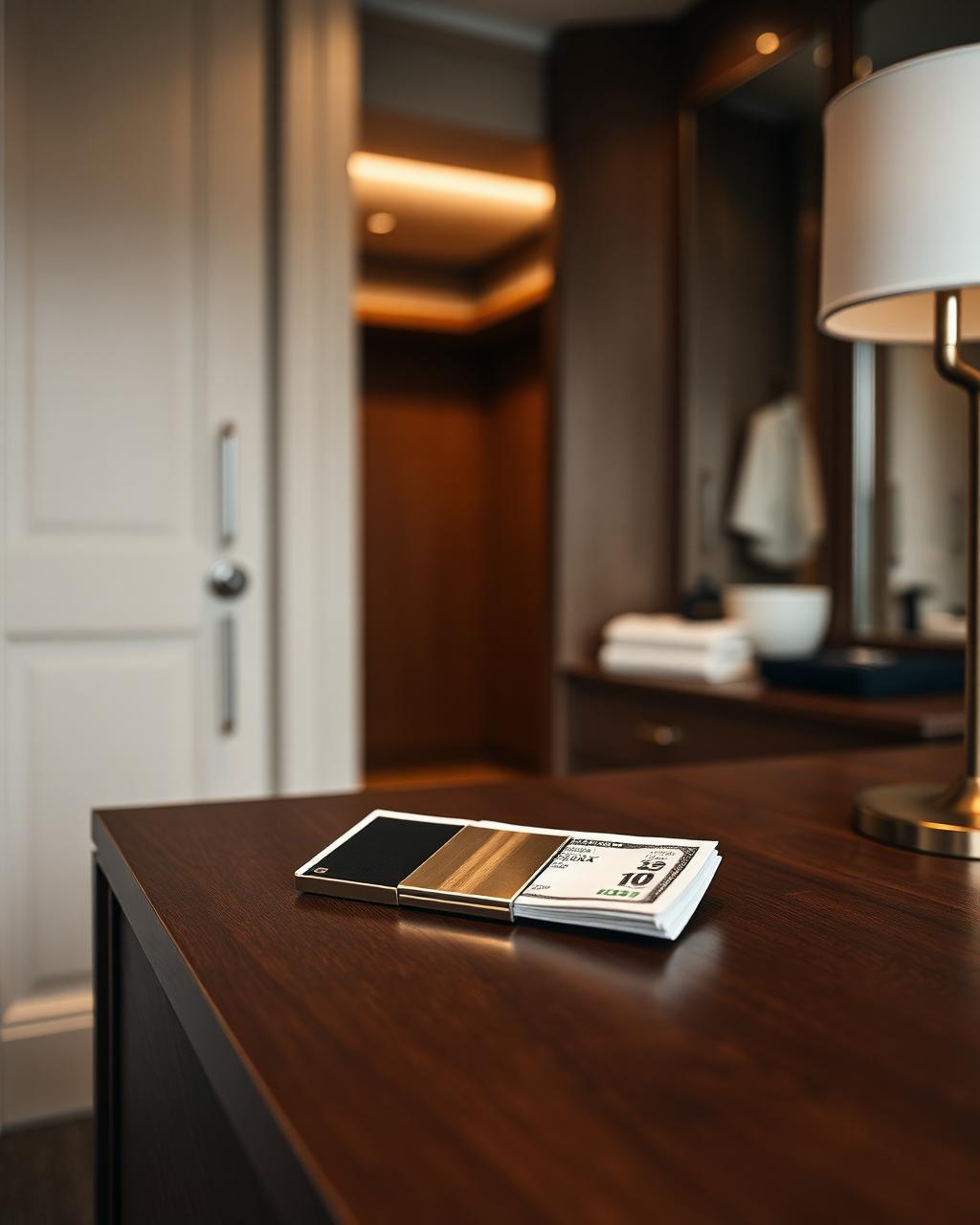 Ferro money clip shown in a styled interior