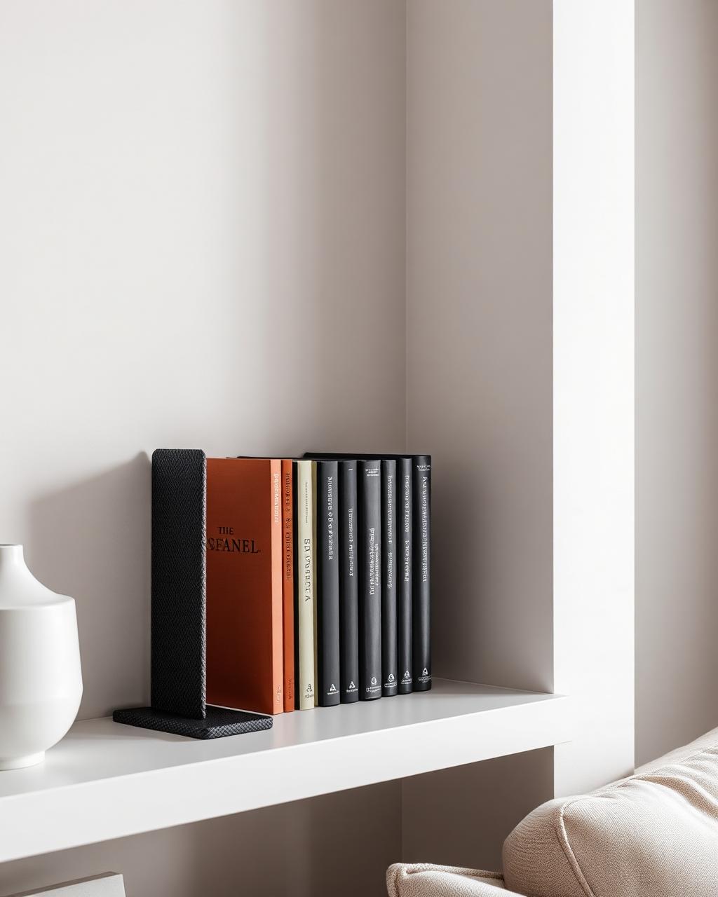 Strata bookend shown in a styled interior