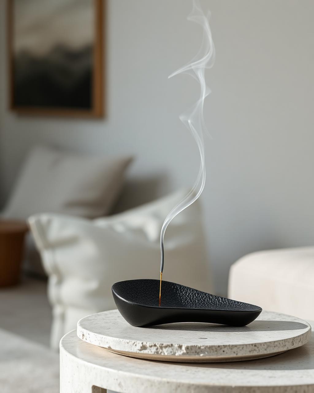 Veil incense form shown in a styled interior